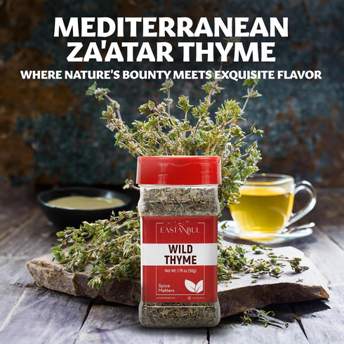 Eastanbul Wild Thyme, 1.76oz Mediterranean Zatar Thyme Seasoning, AKA Thymbra Spicata, Spiked thyme, For Tea & Culinary Seasoning, Dried Thyme Lea...
